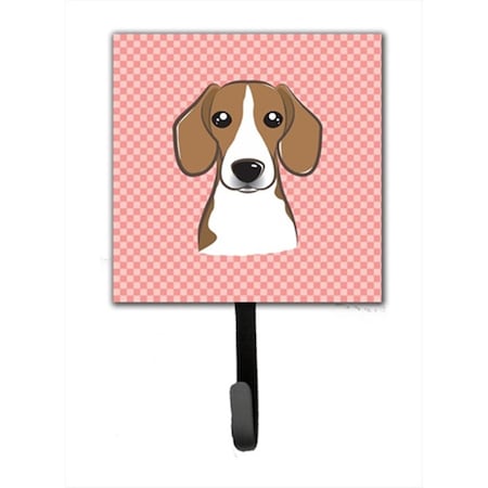 Carolines Treasures Checkerboard Pink Beagle Leash or Key Holder- 4.25 W x 7 H In. BB1239SH4